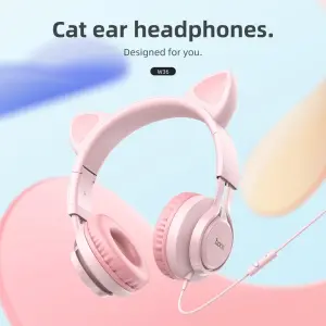Cat ear Headphones, Cat ear Headphones - Hoco W36 - Dream blue, built-in microphone, noise canceling, ts volume adjustment