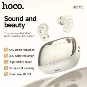 Connected to Two Phones Simultaneously】HOCO EQ20 TWS True Wireless Headset ANC+ENC Noise Reduction Bluetooth Headphones