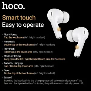 【Connected to Two Phones Simultaneously】HOCO EW56 Plus TWS True Wireless ANC Noise Reduction Bluetooth Headset With Mic Touch