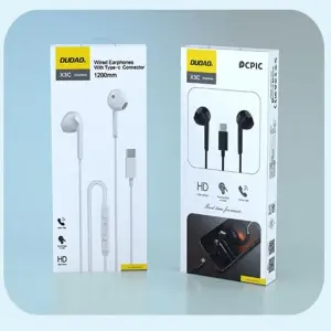 DUDAO X3C in-Ear Type C Wired Earphones,Tangle Free 1.2M Hi-Fi Stereo Noise Reduction 15mm