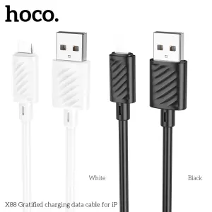 Fast charging cable, Hoco X88 charging cable, supports 2.4A fast charging, transmits data from USB to type c - micro - ln, 1m long PVC