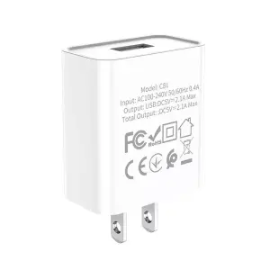 Hoco C81 fast charger with LN cord, 1 USB port 5V 2.1A, US standard plug