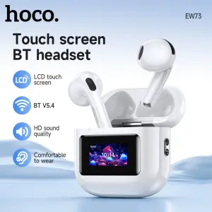 HOCO EW73 TWS True Wireless Headset Bluetooth Earphone BT5.4 LED Intelligent Touch Screen Bluetooth Headset With Mic Support Sliding