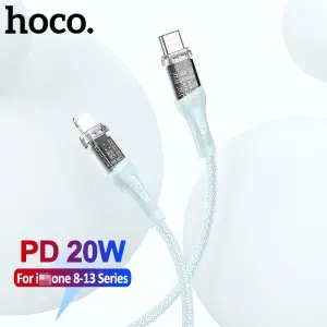 HOCO U111 Type C to L Charging Cable Transparent PD20W Fast Charging Data Cable USB C L Cable For Phone Macb*ok iP*d Pro USB