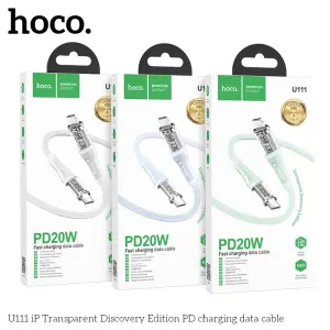 HOCO U111 Type C to L Charging Cable Transparent PD20W Fast Charging Data Cable USB C L Cable For Phone Macb*ok iP*d Pro USB