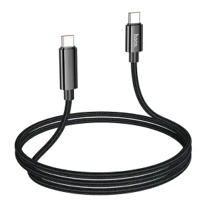HOCO U125 100W USB C to Type C Fast Charging Data Cable 3A With Digital Display 1.2 Meter Type-C Cord For Android Samsung Mobile