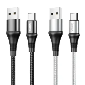 Hoco X50 3A Cable Micro USB Type C I*OS Fast Charging Cable Nylon Braided For Mobile Safety Durable For Phone 1M Data Sync Charger Cables