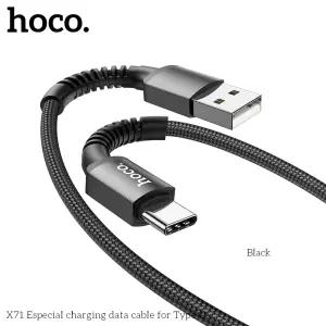 Hoco X71 fast charging cable USB to Type C pin, anti-slip braided wire, length 1 meter