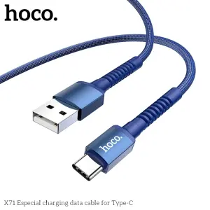 Hoco X71 fast charging cable USB to Type C pin, anti-slip braided wire, length 1 meter