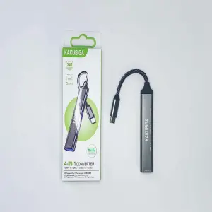 KAKUSIGA 4-in-1 USB C Hub, Aluminum Alloy USB-C to USB-C Adapter with USB 3.0/2.0 Ports, Universal Travel Adapter for PC, IP, SM